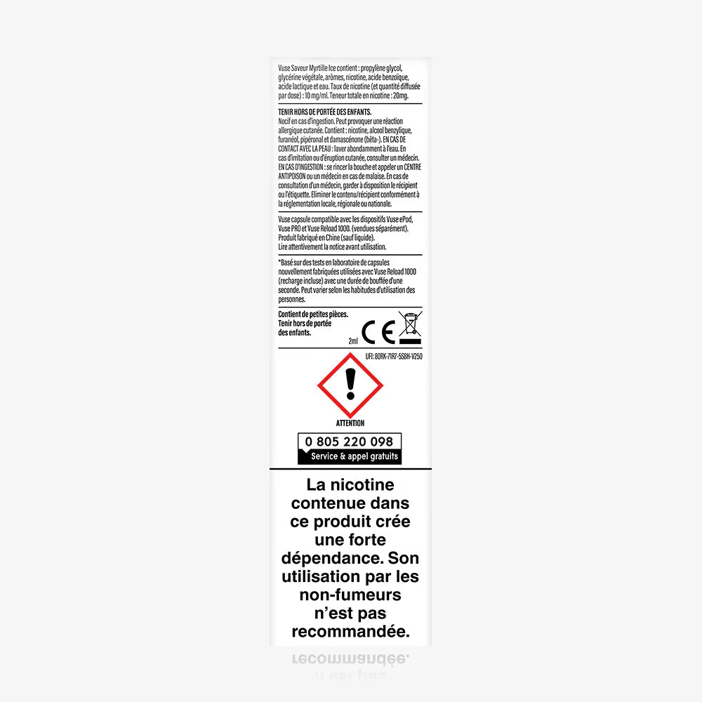 Vuse Reload 1000 Bar Saveur Myrtille Ice - Image 4